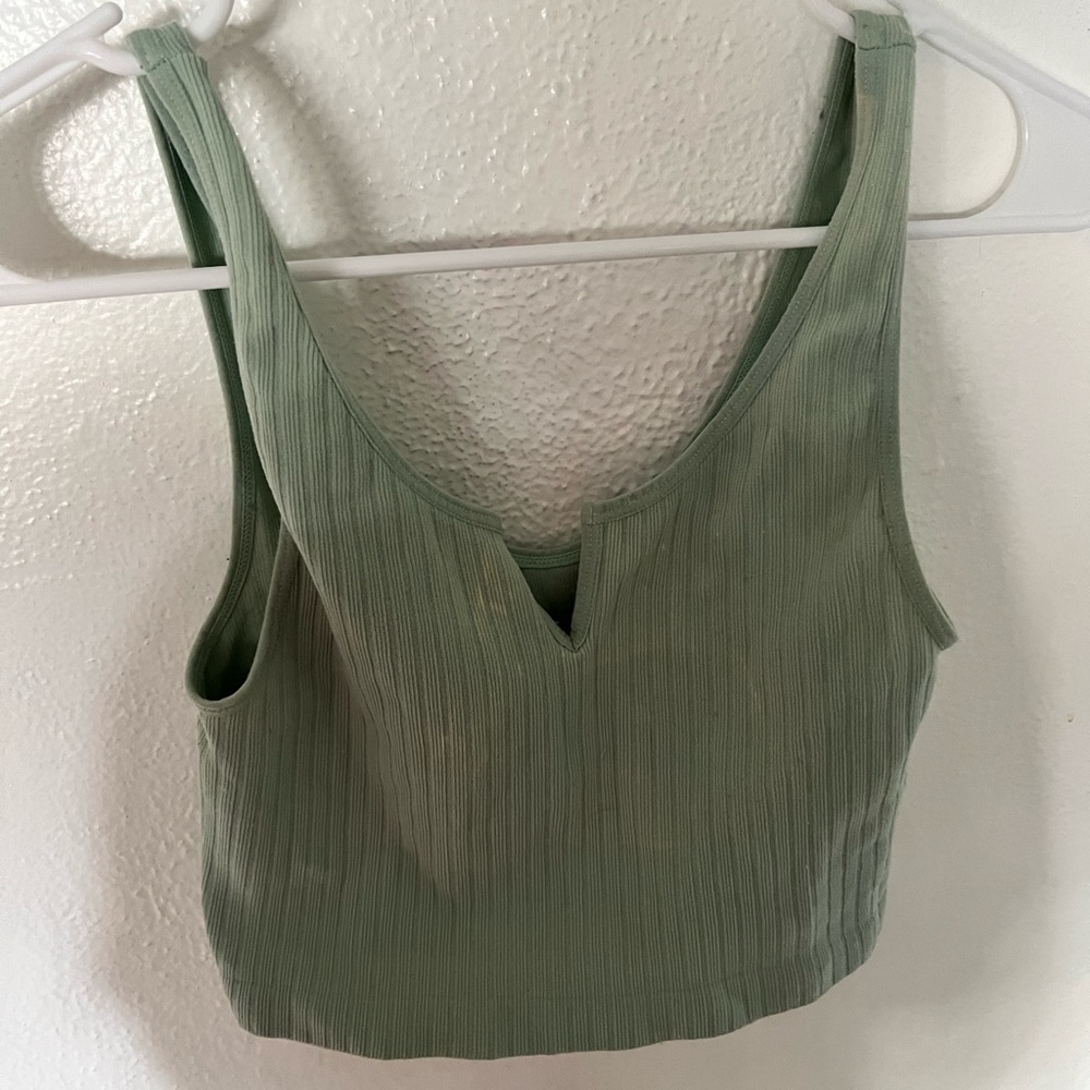 Mint green v neck tank top